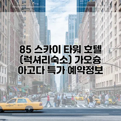 85 스카이 타워 호텔 (럭셔리숙소) 가오슝 아고다 특가 예약정보