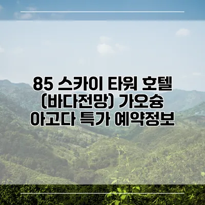 85 스카이 타워 호텔 (바다전망) 가오슝 아고다 특가 예약정보