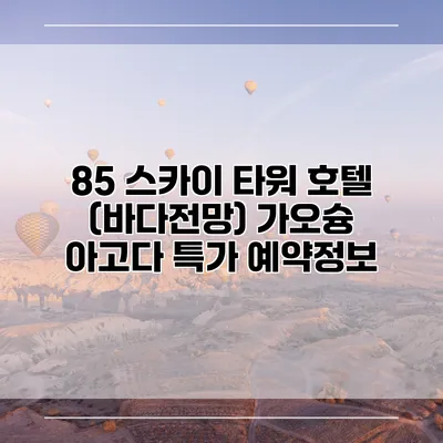 85 스카이 타워 호텔 (바다전망) 가오슝 아고다 특가 예약정보