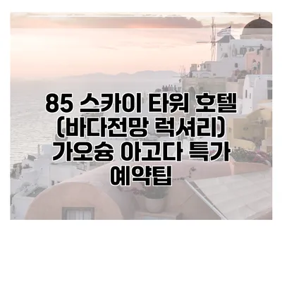 85 스카이 타워 호텔 (바다전망 럭셔리) 가오슝 아고다 특가 예약팁