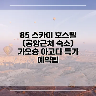 85 스카이 호스텔 (공항근처 숙소) 가오슝 아고다 특가 예약팁