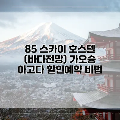 85 스카이 호스텔 (바다전망) 가오슝 아고다 할인예약 비법