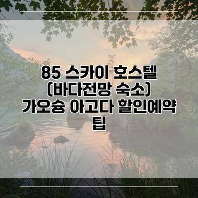 85 스카이 호스텔 (바다전망 숙소) 가오슝 아고다 할인예약 팁
