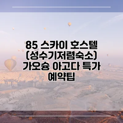85 스카이 호스텔 (성수기저렴숙소) 가오슝 아고다 특가 예약팁
