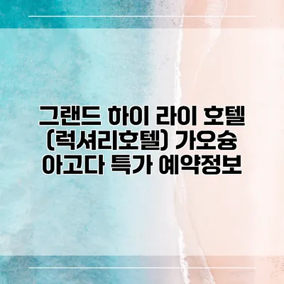 그랜드 하이 라이 호텔 (럭셔리호텔) 가오슝 아고다 특가 예약정보