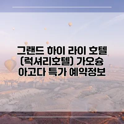 그랜드 하이 라이 호텔 (럭셔리호텔) 가오슝 아고다 특가 예약정보