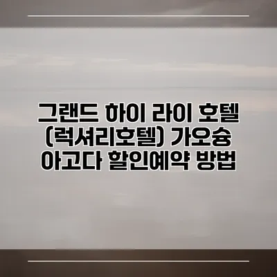 그랜드 하이 라이 호텔 (럭셔리호텔) 가오슝 아고다 할인예약 방법