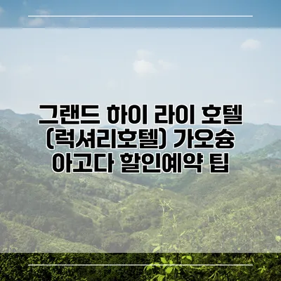 그랜드 하이 라이 호텔 (럭셔리호텔) 가오슝 아고다 할인예약 팁