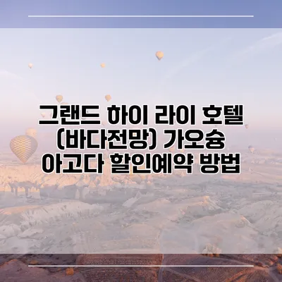 그랜드 하이 라이 호텔 (바다전망) 가오슝 아고다 할인예약 방법