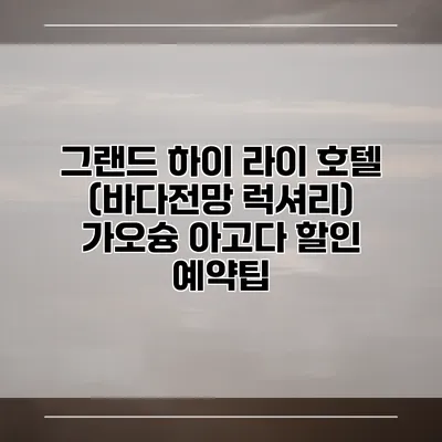 그랜드 하이 라이 호텔 (바다전망 럭셔리) 가오슝 아고다 할인 예약팁