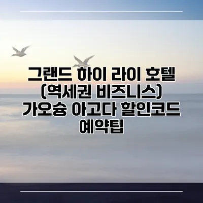 그랜드 하이 라이 호텔 (역세권 비즈니스) 가오슝 아고다 할인코드 예약팁