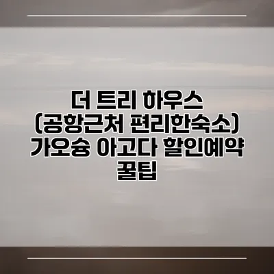 더 트리 하우스 (공항근처 편리한숙소) 가오슝 아고다 할인예약 꿀팁