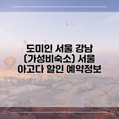 도미인 서울 강남 (가성비숙소) 서울 아고다 할인 예약정보