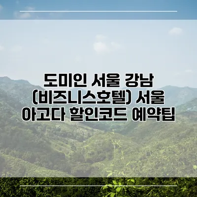 도미인 서울 강남 (비즈니스호텔) 서울 아고다 할인코드 예약팁