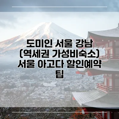 도미인 서울 강남 (역세권 가성비숙소) 서울 아고다 할인예약 팁