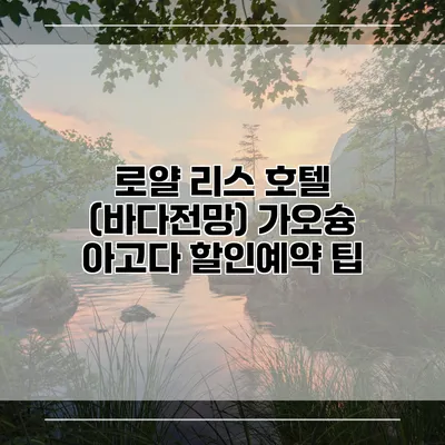 로얄 리스 호텔 (바다전망) 가오슝 아고다 할인예약 팁