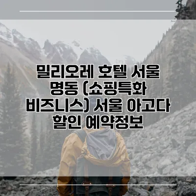 밀리오레 호텔 서울 명동 (쇼핑특화 비즈니스) 서울 아고다 할인 예약정보