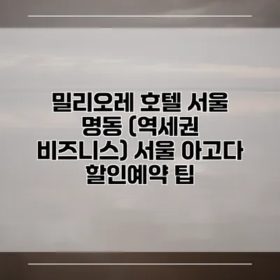 밀리오레 호텔 서울 명동 (역세권 비즈니스) 서울 아고다 할인예약 팁