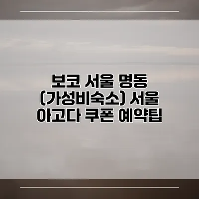 보코 서울 명동 (가성비숙소) 서울 아고다 쿠폰 예약팁