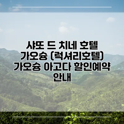 샤또 드 치네 호텔 가오슝 (럭셔리호텔) 가오슝 아고다 할인예약 안내