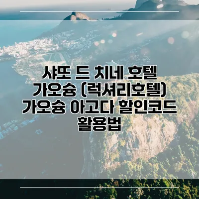샤또 드 치네 호텔 가오슝 (럭셔리호텔) 가오슝 아고다 할인코드 활용법