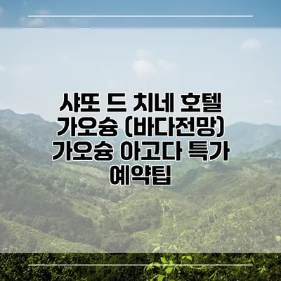샤또 드 치네 호텔 가오슝 (바다전망) 가오슝 아고다 특가 예약팁