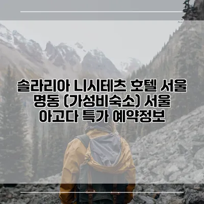 솔라리아 니시테츠 호텔 서울 명동 (가성비숙소) 서울 아고다 특가 예약정보