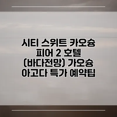 시티 스위트 카오슝 피어 2 호텔 (바다전망) 가오슝 아고다 특가 예약팁