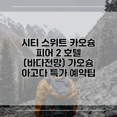 시티 스위트 카오슝 피어 2 호텔 (바다전망) 가오슝 아고다 특가 예약팁