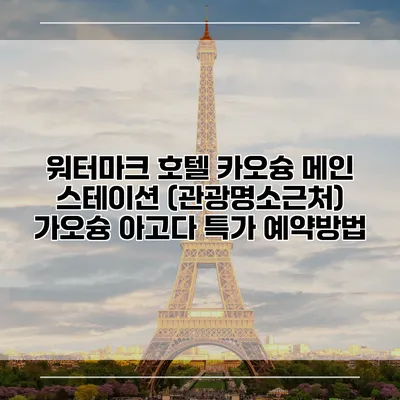 워터마크 호텔 카오슝 메인 스테이션 (관광명소근처) 가오슝 아고다 특가 예약방법