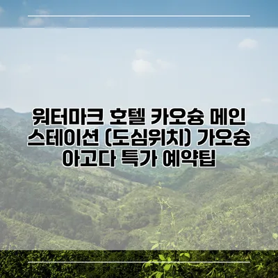 워터마크 호텔 카오슝 메인 스테이션 (도심위치) 가오슝 아고다 특가 예약팁