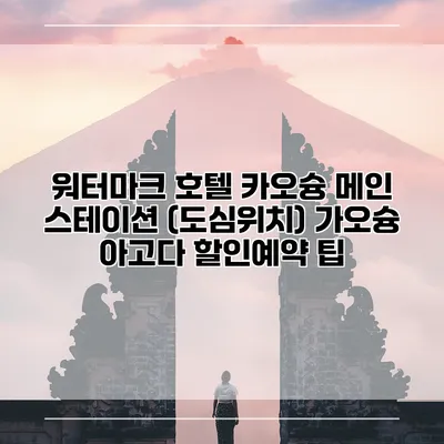 워터마크 호텔 카오슝 메인 스테이션 (도심위치) 가오슝 아고다 할인예약 팁
