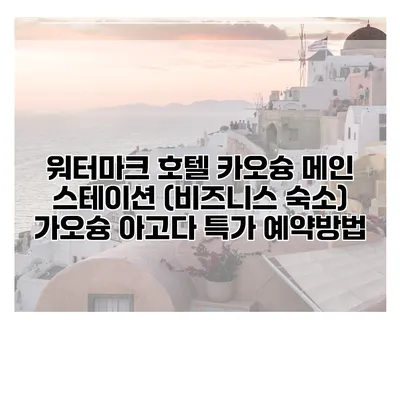 워터마크 호텔 카오슝 메인 스테이션 (비즈니스 숙소) 가오슝 아고다 특가 예약방법