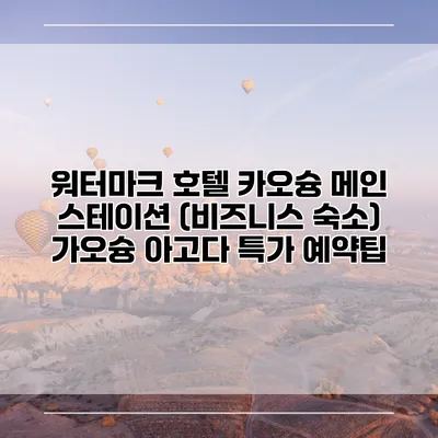 워터마크 호텔 카오슝 메인 스테이션 (비즈니스 숙소) 가오슝 아고다 특가 예약팁