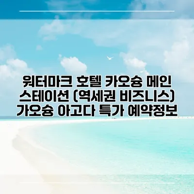 워터마크 호텔 카오슝 메인 스테이션 (역세권 비즈니스) 가오슝 아고다 특가 예약정보
