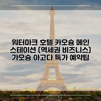 워터마크 호텔 카오슝 메인 스테이션 (역세권 비즈니스) 가오슝 아고다 특가 예약팁
