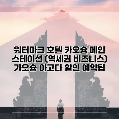 워터마크 호텔 카오슝 메인 스테이션 (역세권 비즈니스) 가오슝 아고다 할인 예약팁