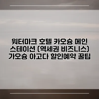 워터마크 호텔 카오슝 메인 스테이션 (역세권 비즈니스) 가오슝 아고다 할인예약 꿀팁