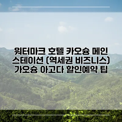 워터마크 호텔 카오슝 메인 스테이션 (역세권 비즈니스) 가오슝 아고다 할인예약 팁