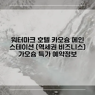 워터마크 호텔 카오슝 메인 스테이션 (역세권 비즈니스) 가오슝 특가 예약정보