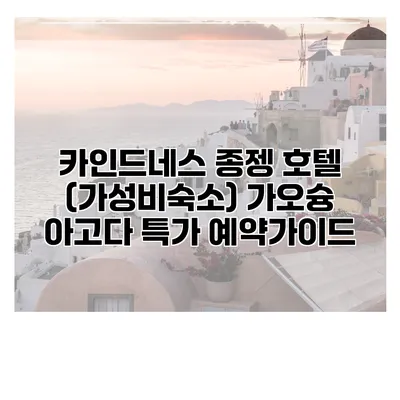 카인드네스 종젱 호텔 (가성비숙소) 가오슝 아고다 특가 예약가이드