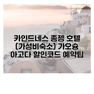 카인드네스 종젱 호텔 (가성비숙소) 가오슝 아고다 할인코드 예약팁