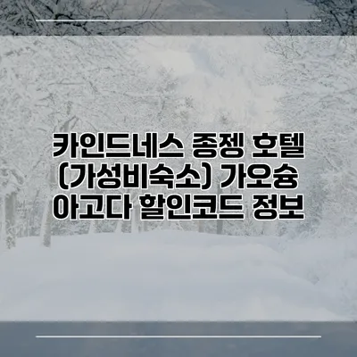 카인드네스 종젱 호텔 (가성비숙소) 가오슝 아고다 할인코드 정보