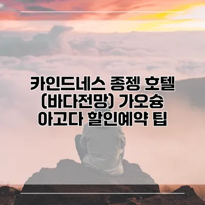 카인드네스 종젱 호텔 (바다전망) 가오슝 아고다 할인예약 팁