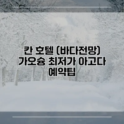 칸 호텔 (바다전망) 가오슝 최저가 아고다 예약팁