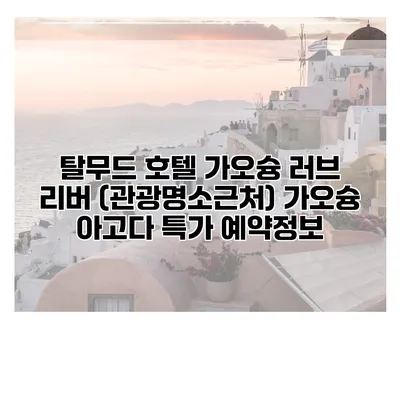 탈무드 호텔 가오슝 러브 리버 (관광명소근처) 가오슝 아고다 특가 예약정보