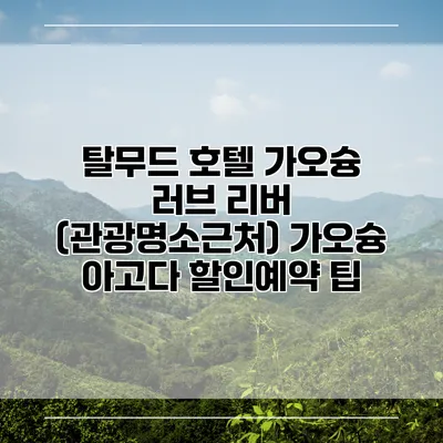 탈무드 호텔 가오슝 러브 리버 (관광명소근처) 가오슝 아고다 할인예약 팁