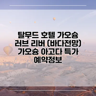 탈무드 호텔 가오슝 러브 리버 (바다전망) 가오슝 아고다 특가 예약정보