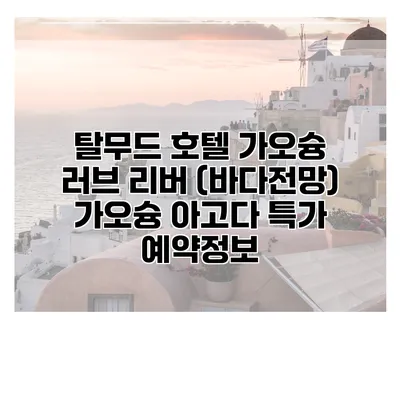 탈무드 호텔 가오슝 러브 리버 (바다전망) 가오슝 아고다 특가 예약정보