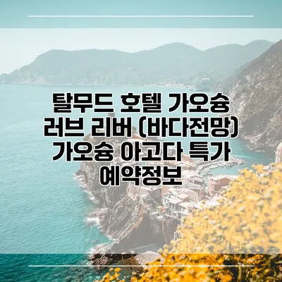 탈무드 호텔 가오슝 러브 리버 (바다전망) 가오슝 아고다 특가 예약정보